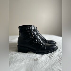 Black ankle combat moto studded boots size 6.5